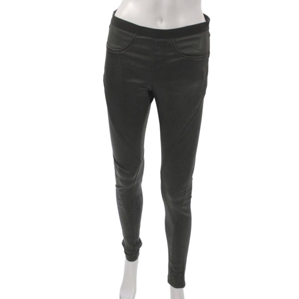 Helmut Lang Women Jeggings Black Drawstring Synthetic Leather Size 4